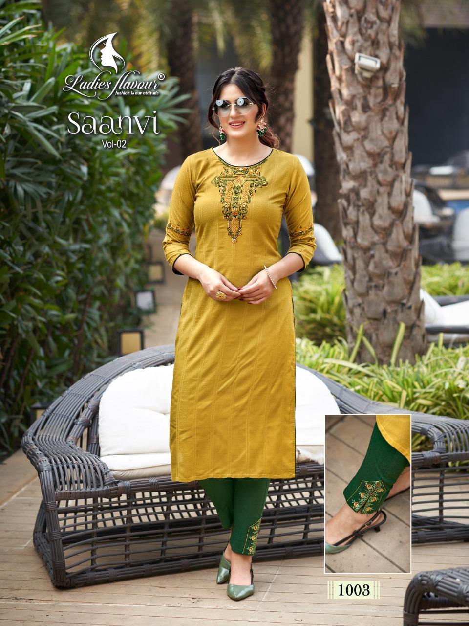 Ladies Flavour Saanvi 2 Ethnic Wear Rayon Weaving  Kurti With Bottom Collection